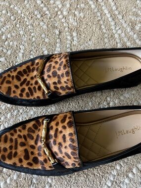 J. McLaughlin Black and Tan Leather Sole Loafers